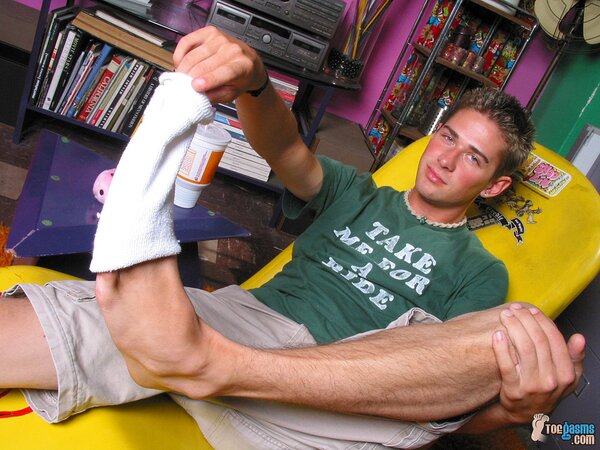 Shane Allen shows off his sneakers and socks