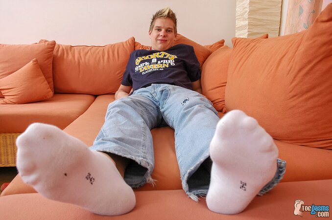 Michael Sipos shows off his sneakers and socks