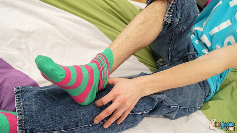 Timmy Clark shows off his socks and feet