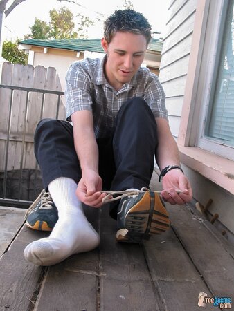 Jason shows off his sneakers and socks