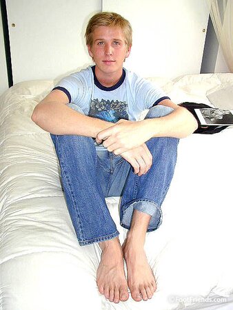 Blonde Billy shows off his feet