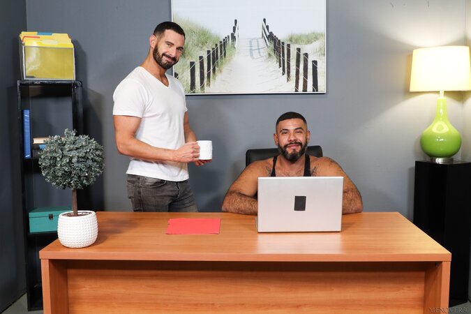 Gio Carrera gets fucked by Nico Bear while working from home