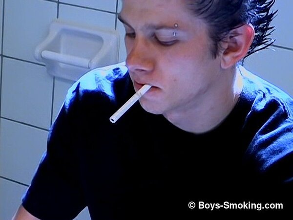 Ian Madrox caught jacking off in the bathroom while smoking