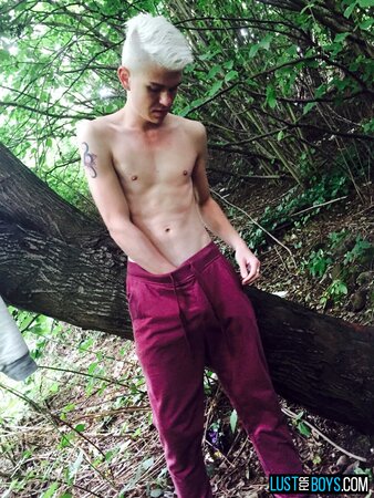 18 year-old Titus Snow play with cock naked in the woods