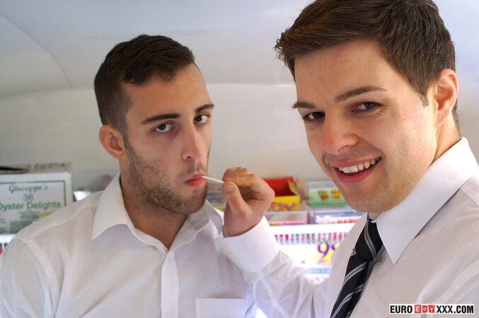 Jason Sutton and Darren Hibbert hide in ice cream van for deep anal