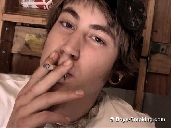 20yo Carl Alexander pleasures himself with a cigarette and cock in hand