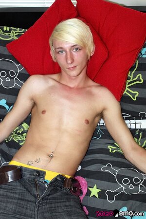 Slim twink Max Brown teases and jerks off for the camera