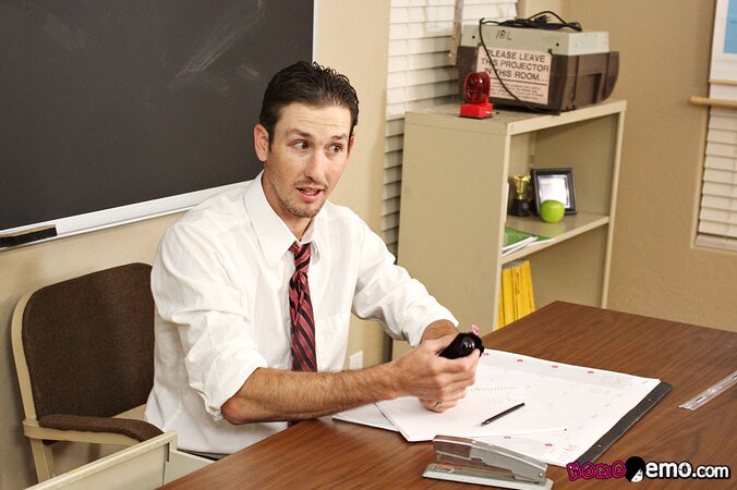 Dean Holland tries a dildo and teacher Danny Brooks watches closely