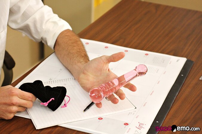 Dean Holland tries a dildo and teacher Danny Brooks watches closely