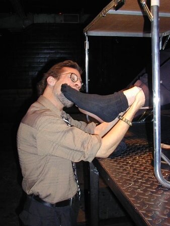 Chris from London savors Steve's boots and bare feet