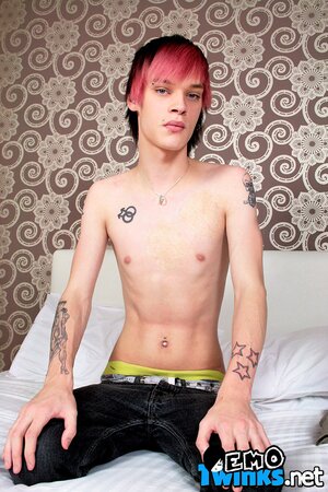 Cute emo boy Lewis Romeo strips down to reveal his beautiful dick