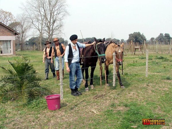 Cute twink gets hired by two horny gay cowboys