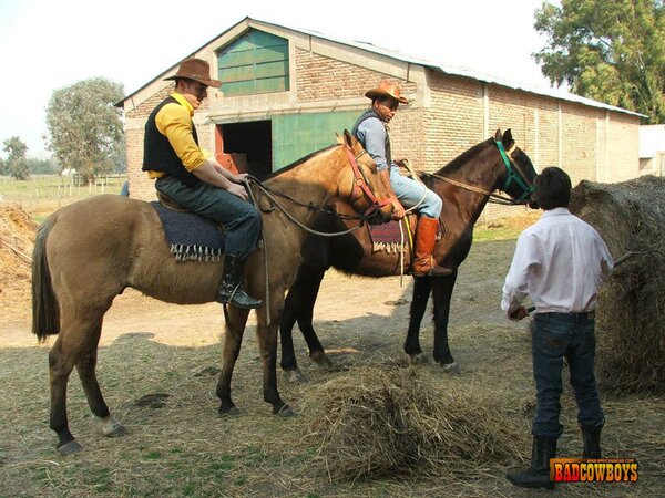 Slim twink taking a wild invasion of big gay cowboy cocks